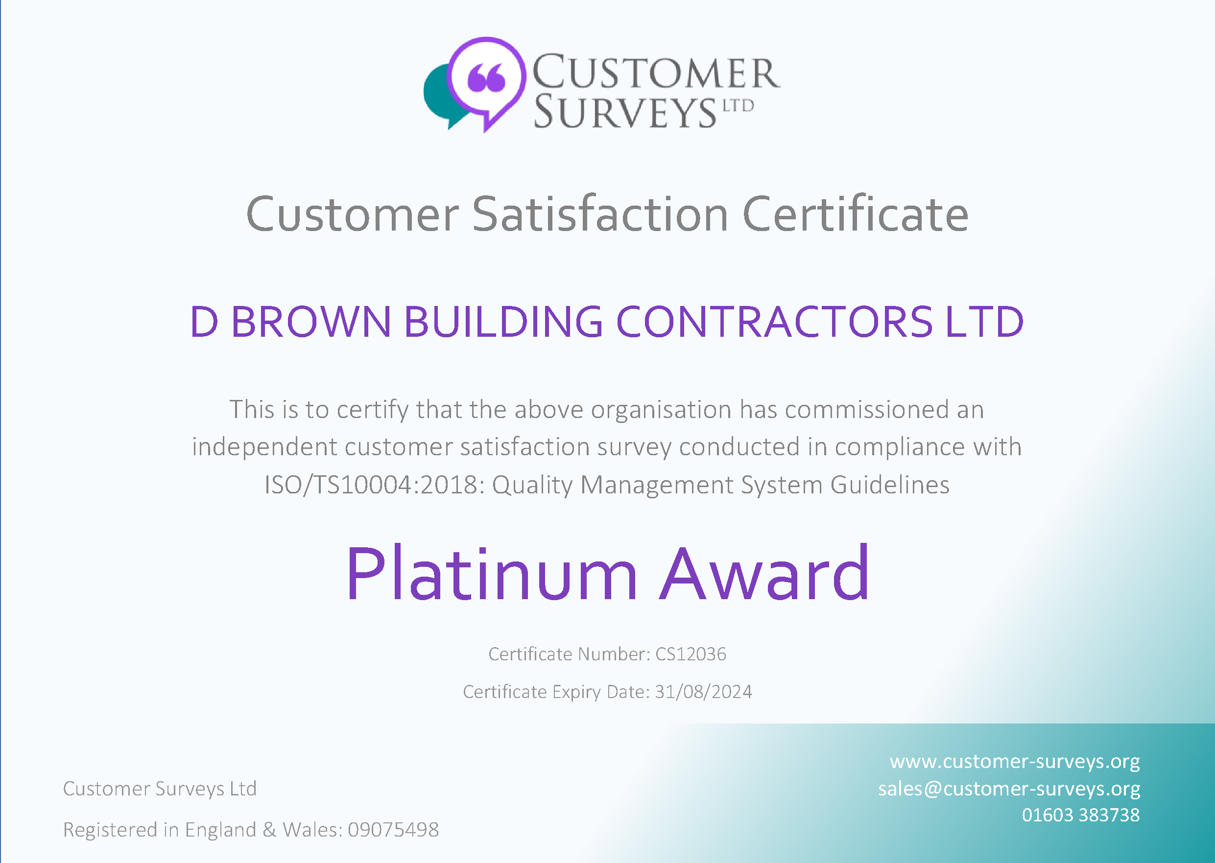 D Brown 2023 Certificate